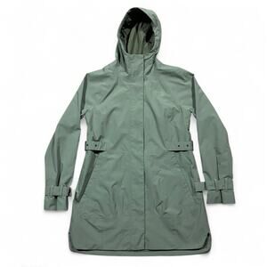 The North Face DryVent Long Rain Jacket Green Belted Hooded Women’s M
